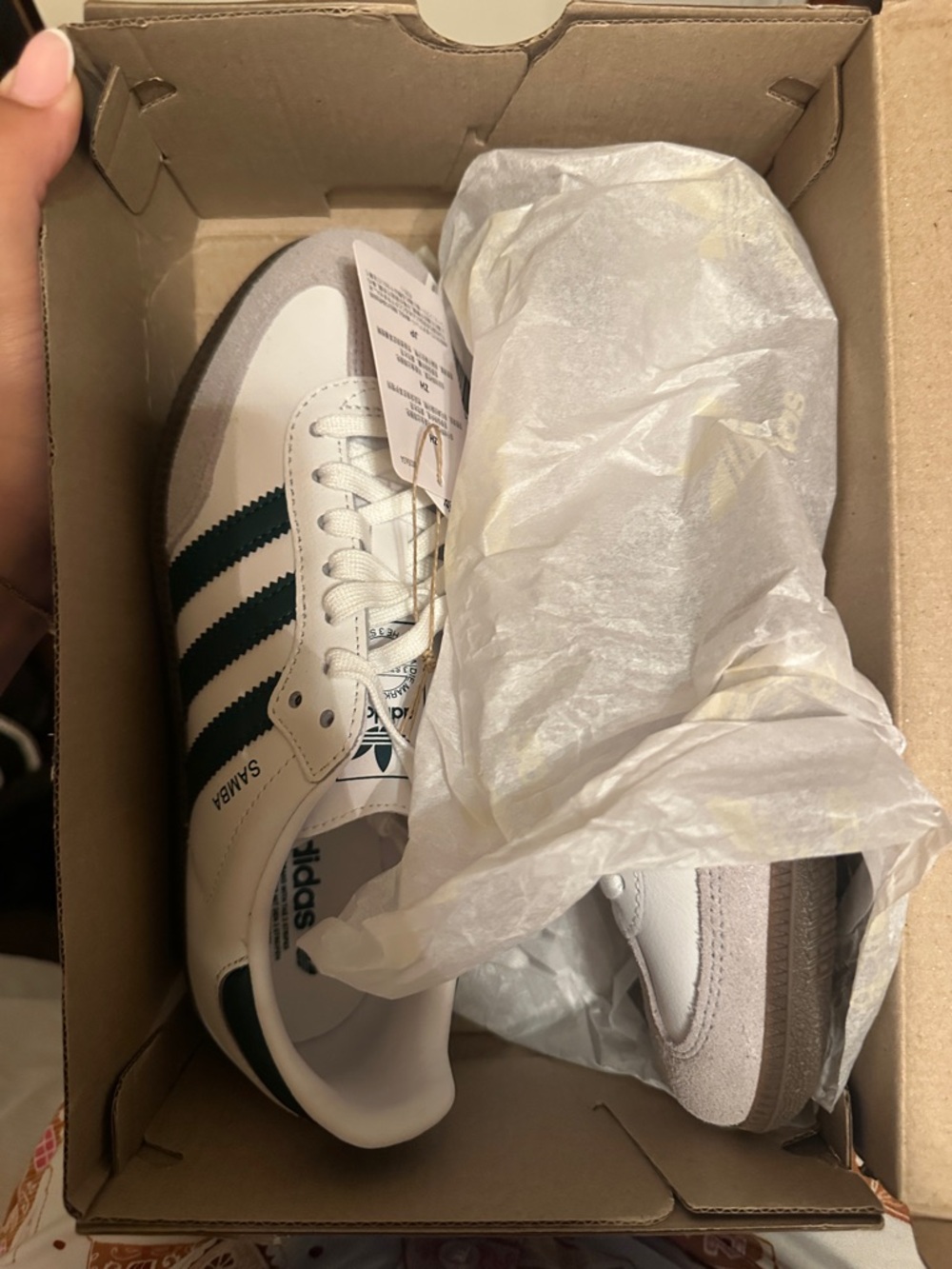 adidas Samba Classic Sneakers in White and Dark Green